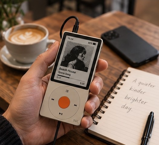 Lifestyle image depicting ink Pod in a cafe