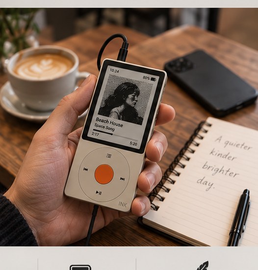 Lifestyle image depicting ink Pocket in a cafe